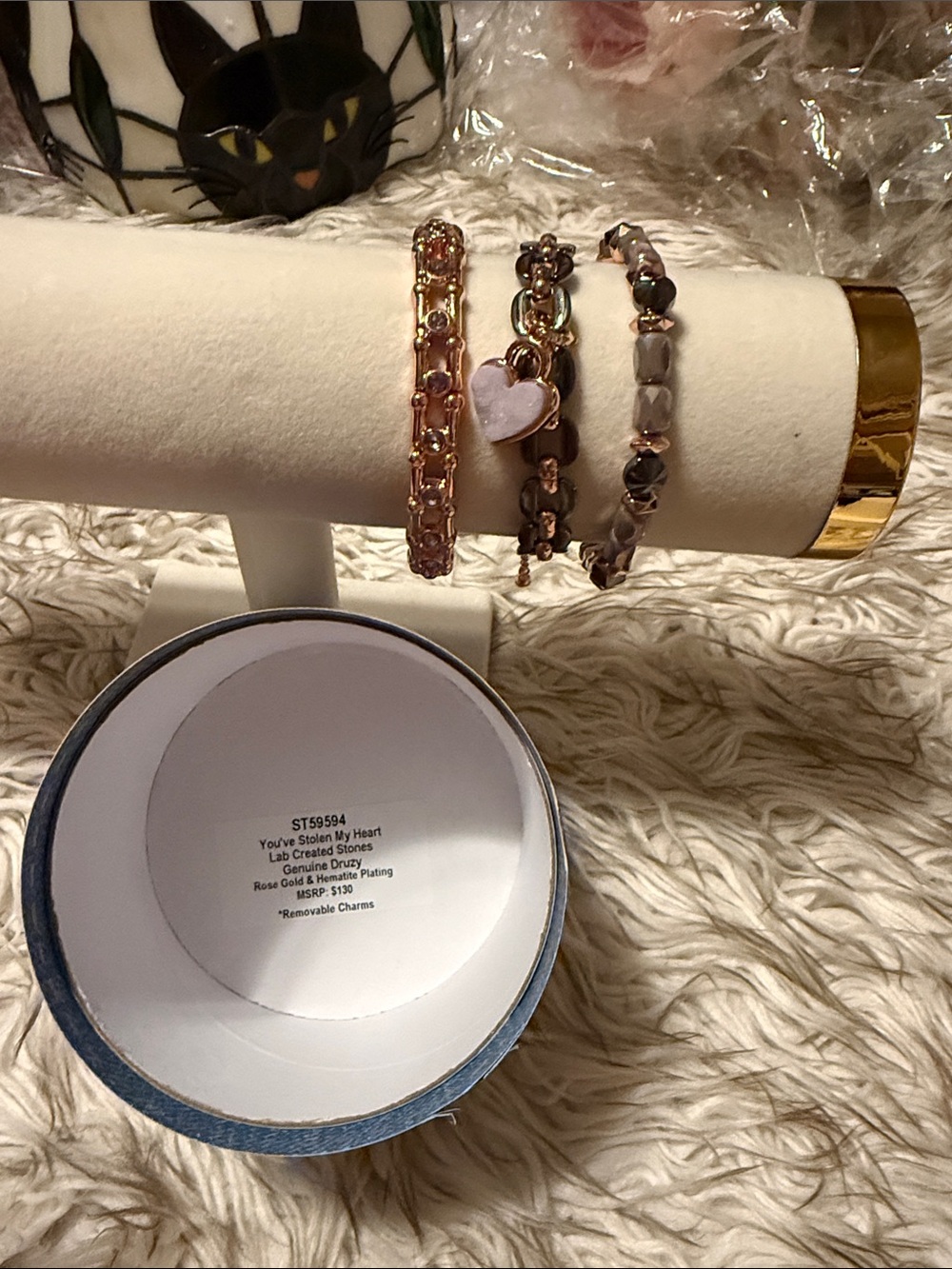 You’ve Stolen My Heart Rose Gold Bracelet Set with Pink Heart Charm